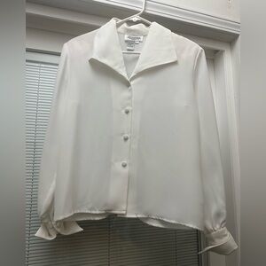 Alexandria Petites Elegant White Button Down Blouse